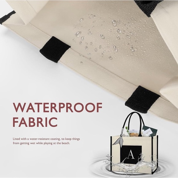 Tote Bag | NWT Monogram Embroidered Large Beach Tote - Picture 3 of 7